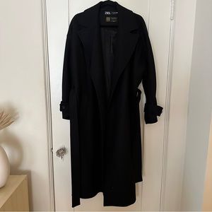 Almost new black Zara Manteco wool coat. Slight oversized, M